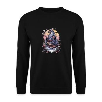 Majestueux aigle samouraï avec fleurs de cerisier et - Sweat-shirt Unisexe - noir - Devant - Alina (178cm) & Michal (187cm)