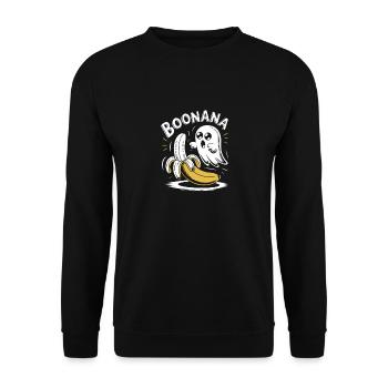 Boonana Funny Ghost avec banane - Sweat-shirt Unisexe - noir - Devant - Alina (178cm) & Michal (187cm)