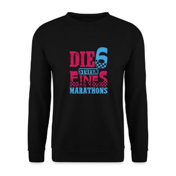 Läufer DIE 6 STUFEN EINES MARATHONS Laufen Lustig - Unisex Pullover - Schwarz - Vorne - Alina (178cm) & Michal (187cm)