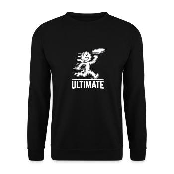 Lustiger Ultimate Frisbee Cartoon - Unisex Pullover - Schwarz - Vorne - Alina (178cm) & Michal (187cm)