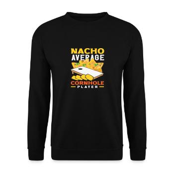 Nicht Dein Durchschnitts-Cornhole-Spieler - Unisex Pullover - Schwarz - Vorne - Alina (178cm) & Michal (187cm)