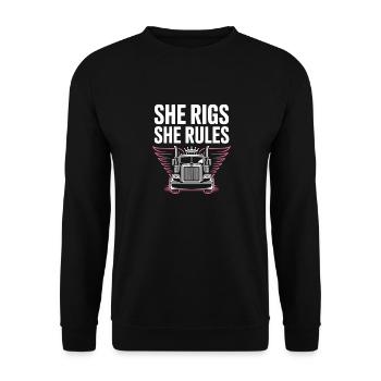 Women In Trucking Female Trucker Pride - Sweat-shirt Unisexe - noir - Devant - Alina (178cm) & Michal (187cm)