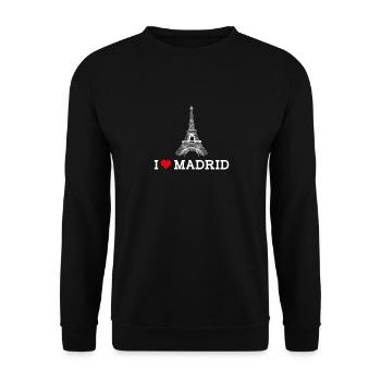 I Love Madrid Heart Flag Eiffel Tower Spain Pun - Unisex Sweatshirt - black - Front - Alina (178cm) & Michal (187cm)