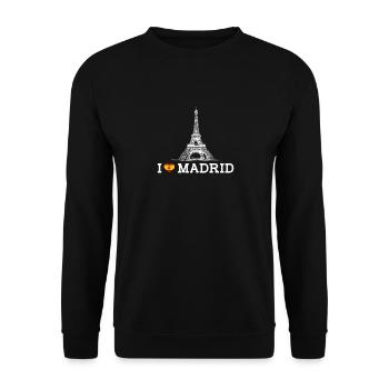 I Love Madrid Cool Heart Flag Eiffel Tower Humor - Unisex Sweatshirt - black - Front - Alina (178cm) & Michal (187cm)