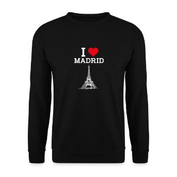 I Love Madrid Cool Heart Flag Spain Eiffel Tower - Unisex Sweatshirt - black - Front - Alina (178cm) & Michal (187cm)