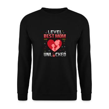 Level Beste Mutter freigeschaltet - Unisex Pullover - Schwarz - Vorne - Alina (178cm) & Michal (187cm)