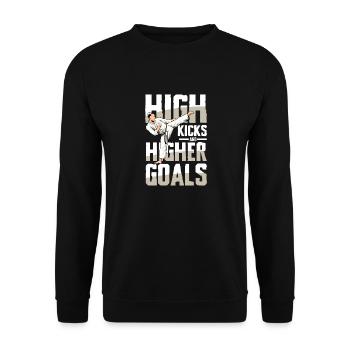 Coups de pied hauts et objectifs plus élevés Karaté Motivation - Sweat-shirt Unisexe - noir - Devant - Alina (178cm) & Michal (187cm)