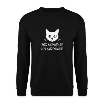 80% Baumwolle – 20% Katzenhaare - Unisex Pullover - Schwarz - Vorne - Alina (178cm) & Michal (187cm)
