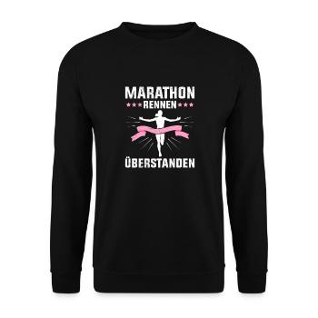 Läuferin MARATHON RENNEN ÜBERSTANDEN Lustiges - Unisex Pullover - Schwarz - Vorne - Alina (178cm) & Michal (187cm)
