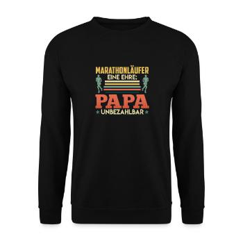 Papa MARATHON LÄUFER EINE EHRE PAPA UNBEZAHLBAR - Unisex Pullover - Schwarz - Vorne - Alina (178cm) & Michal (187cm)