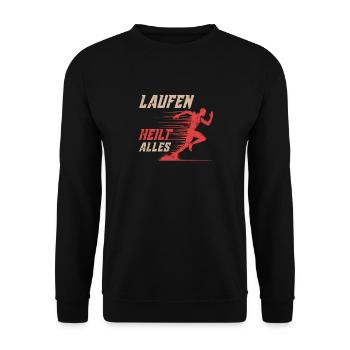 Läufer LAUFEN HEILT ALLES Laufen Lustiges - Unisex Pullover - Schwarz - Vorne - Alina (178cm) & Michal (187cm)