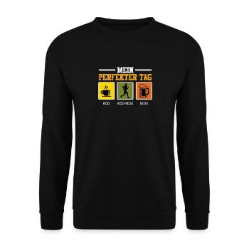 Läufer MEIN PERFEKTER TAG Laufen Lustiges - Unisex Pullover - Schwarz - Vorne - Alina (178cm) & Michal (187cm)