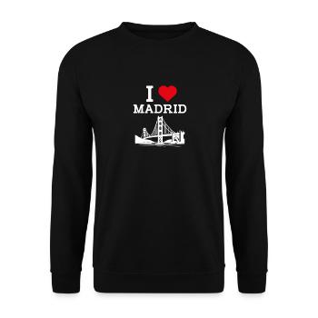 I Love Madrid Heart Flag Spain Golden Gate Bridge - Unisex Sweatshirt - black - Front - Alina (178cm) & Michal (187cm)