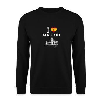 I Love Madrid Spain Lover Golden Gate Bridge Flag - Unisex Sweatshirt - black - Front - Alina (178cm) & Michal (187cm)
