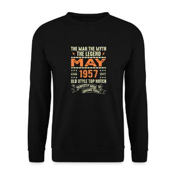 Mai 1957 Jahrgang Vintage Geburtstag Mai 1957 - Unisex Pullover - Schwarz - Vorne - Alina (178cm) & Michal (187cm)