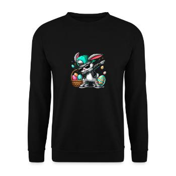 Stylish bunny with Easter basket - Unisex Sweatshirt - black - Front - Alina (178cm) & Michal (187cm)