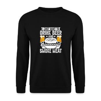 Il suffit de boire de la bière et de fumer de la viande. - Sweat-shirt Unisexe - noir - Devant - Alina (178cm) & Michal (187cm)