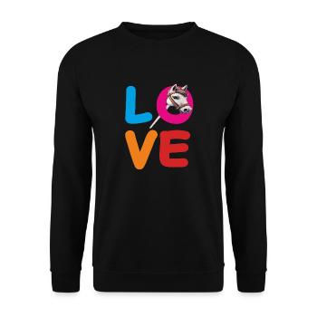 LOVE STECKENPFERD - Unisex Pullover - Schwarz - Vorne - Alina (178cm) & Michal (187cm)