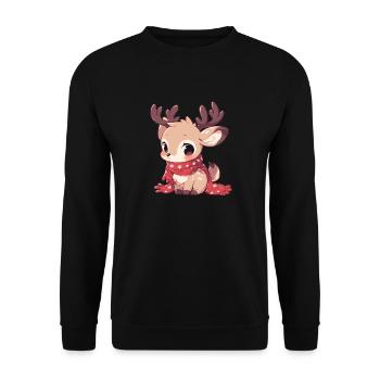Rentiere Rentier - Unisex Pullover - Schwarz - Vorne - Alina (178cm) & Michal (187cm)