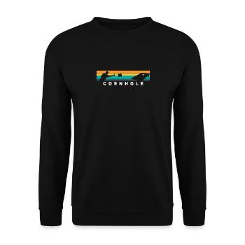 Cornhole Spieler Retro Stil Silhouette - Unisex Pullover - Schwarz - Vorne - Alina (178cm) & Michal (187cm)