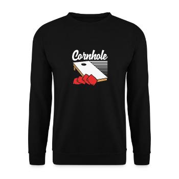 Cornhole Spieler Stilvolles Cornhole Design - Unisex Pullover - Schwarz - Vorne - Alina (178cm) & Michal (187cm)
