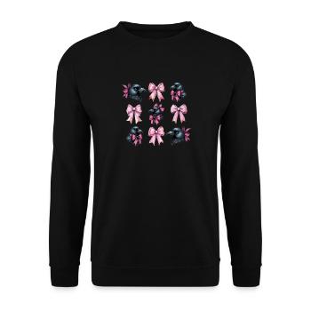 Coquette Bogen Rabe Krähe Vogel Mädchen Mama rosa - Unisex Pullover - Schwarz - Vorne - Alina (178cm) & Michal (187cm)
