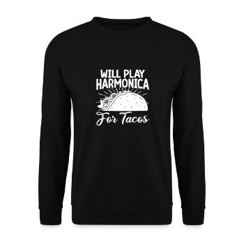 Harmonica Musican Will Play For Tacos Harmonica - Unisex Pullover - Schwarz - Vorne - Alina (178cm) & Michal (187cm)