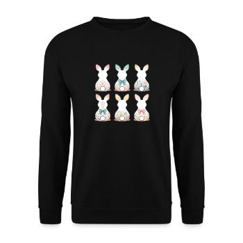 Ostern Blumenhasen Vintage Cottagecore Stil - Unisex Pullover - Schwarz - Vorne - Alina (178cm) & Michal (187cm)