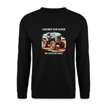 TRAKTOR LANDWIRTSCHAFT LEGENDE VOM ACKER - Unisex Pullover - Schwarz - Vorne - Alina (178cm) & Michal (187cm)