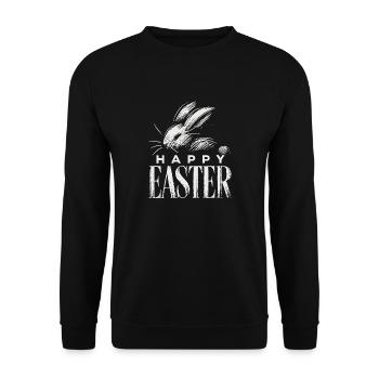 Lapin de Pâques Vintage Joyeuses Pâques Graphique - Sweat-shirt Unisexe - noir - Devant - Alina (178cm) & Michal (187cm)