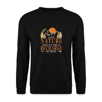 Ich Liebe Natur Bis Zum Handy Aufladen - Unisex Pullover - Schwarz - Vorne - Alina (178cm) & Michal (187cm)