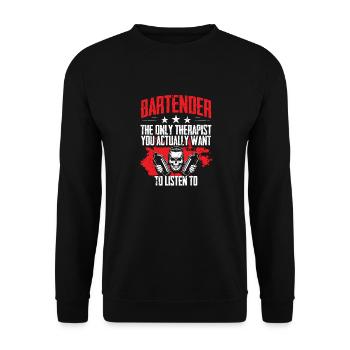 Bartender Barman Bartending Want To Listen To Listen To - Unisex Sweatshirt - black - Front - Alina (178cm) & Michal (187cm)