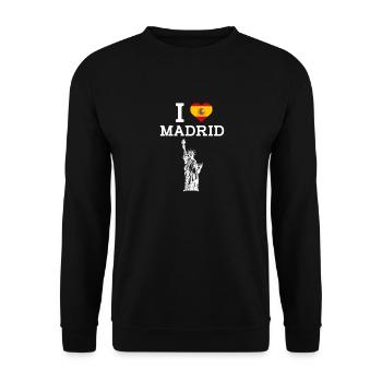 J’aime Madrid Cool Statue De La Liberté Coeur Drapeau - Sweat-shirt Unisexe - noir - Devant - Alina (178cm) & Michal (187cm)