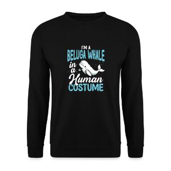 Beluga Whale in Human Costume Funny - Unisex Sweatshirt - black - Front - Alina (178cm) & Michal (187cm)
