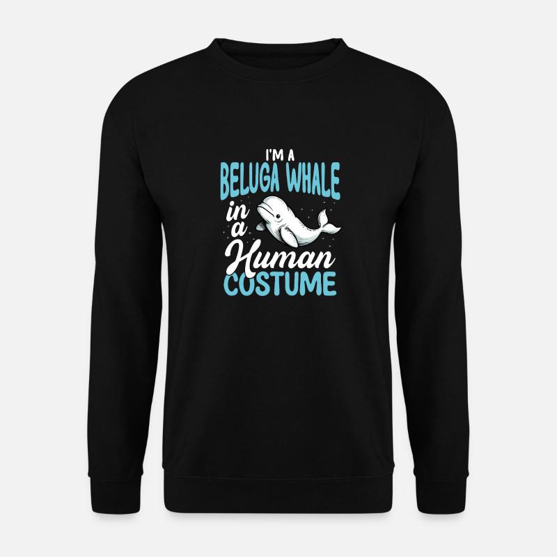 Beluga Wal Im Menschlichen Kostüm Lustig - Unisex Pullover - Schwarz