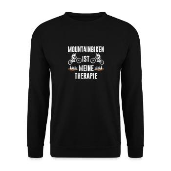 MOUNTAINBIKEN IST MEINE THERAPIE MTB Lustiges - Unisex Pullover - Schwarz - Vorne - Alina (178cm) & Michal (187cm)