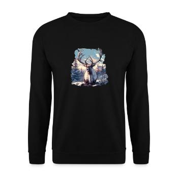 Reindeer Reindeer - Unisex Sweatshirt - black - Front - Alina (178cm) & Michal (187cm)