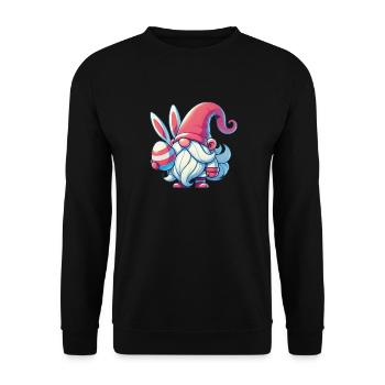 Ostern Gnom Mit Ei Wichtel Zwerg - Unisex Pullover - Schwarz - Vorne - Alina (178cm) & Michal (187cm)