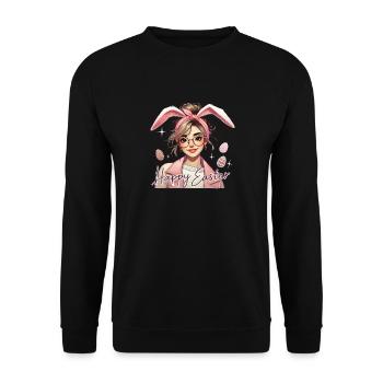 Joyeuses Pâques Fille avec des oreilles de lapin - Sweat-shirt Unisexe - noir - Devant - Alina (178cm) & Michal (187cm)