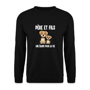 Father and Son Dog Dad Duo Matching Father's Day - Unisex Sweatshirt - black - Front - Alina (178cm) & Michal (187cm)