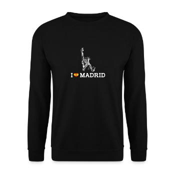 J’aime Madrid Statue De La Liberté Espagne Drapeau Coeur - Sweat-shirt Unisexe - noir - Devant - Alina (178cm) & Michal (187cm)