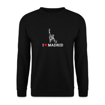 J’aime Madrid Coeur Drapeau Statue De La Liberté Espagne - Sweat-shirt Unisexe - noir - Devant - Alina (178cm) & Michal (187cm)