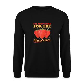 Erdbeeren Erdbeere Strawberry Geschenk - Unisex Pullover - Schwarz - Vorne - Alina (178cm) & Michal (187cm)