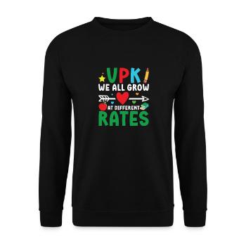 Vpk Wir Alle Wachsen Mit Unterschiedlichen Raten - Unisex Pullover - Schwarz - Vorne - Alina (178cm) & Michal (187cm)