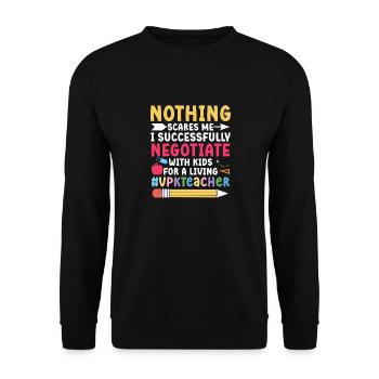 Don't worry, I negotiated successfully with me - Unisex Sweatshirt - black - Front - Alina (178cm) & Michal (187cm)
