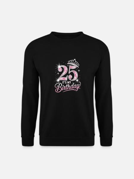 25. Geburtstag Krone Glitzer - Unisex Pullover - Schwarz