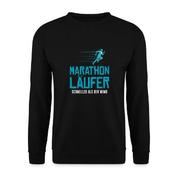 Laufen MARATHON LÄUFER SCHNELLER ALS DER WIND - Unisex Pullover - Schwarz - Vorne - Alina (178cm) & Michal (187cm)