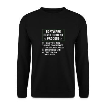 Software Development Process Humor Programmer - Unisex Sweatshirt - black - Front - Alina (178cm) & Michal (187cm)