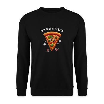 LA PIZZA VA AVEC - Sweat-shirt Unisexe - noir - Devant - Alina (178cm) & Michal (187cm)