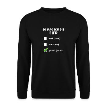 THIS IS HOW I LIKE THE EGGS - Unisex Sweatshirt - black - Front - Alina (178cm) & Michal (187cm)